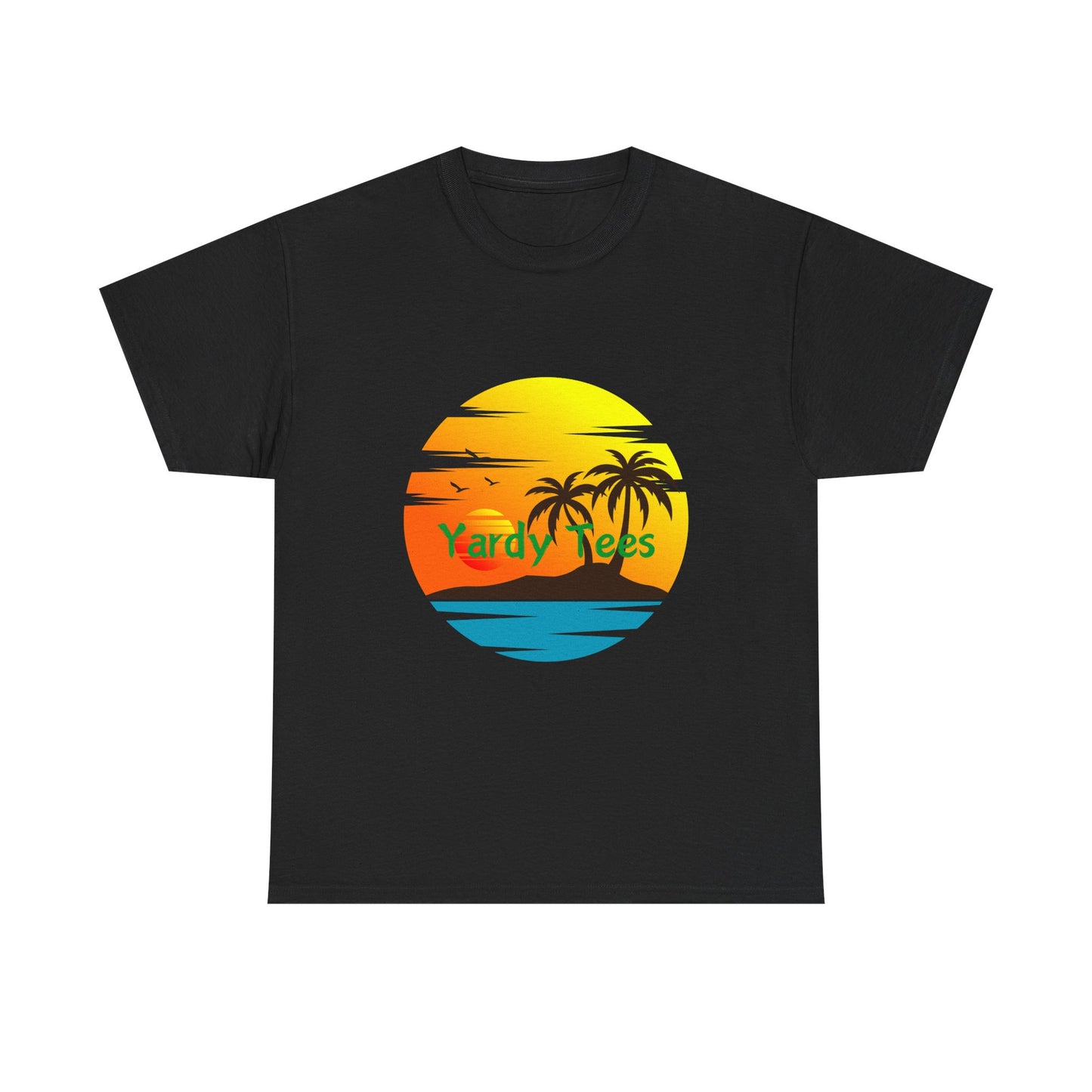 Tropical Sunset Unisex Heavy Cotton Tee | Beach Vibes Perfect for Summer
