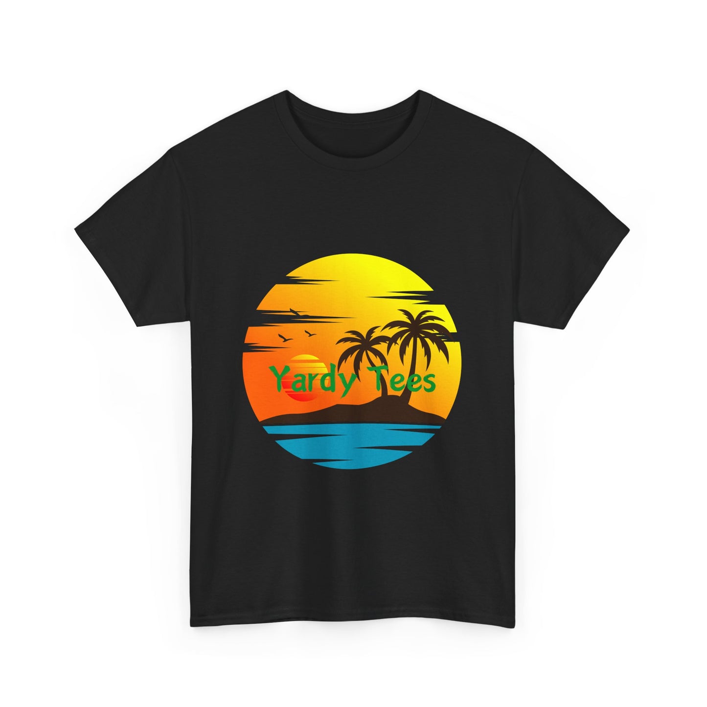 Tropical Sunset Unisex Heavy Cotton Tee | Beach Vibes Perfect for Summer