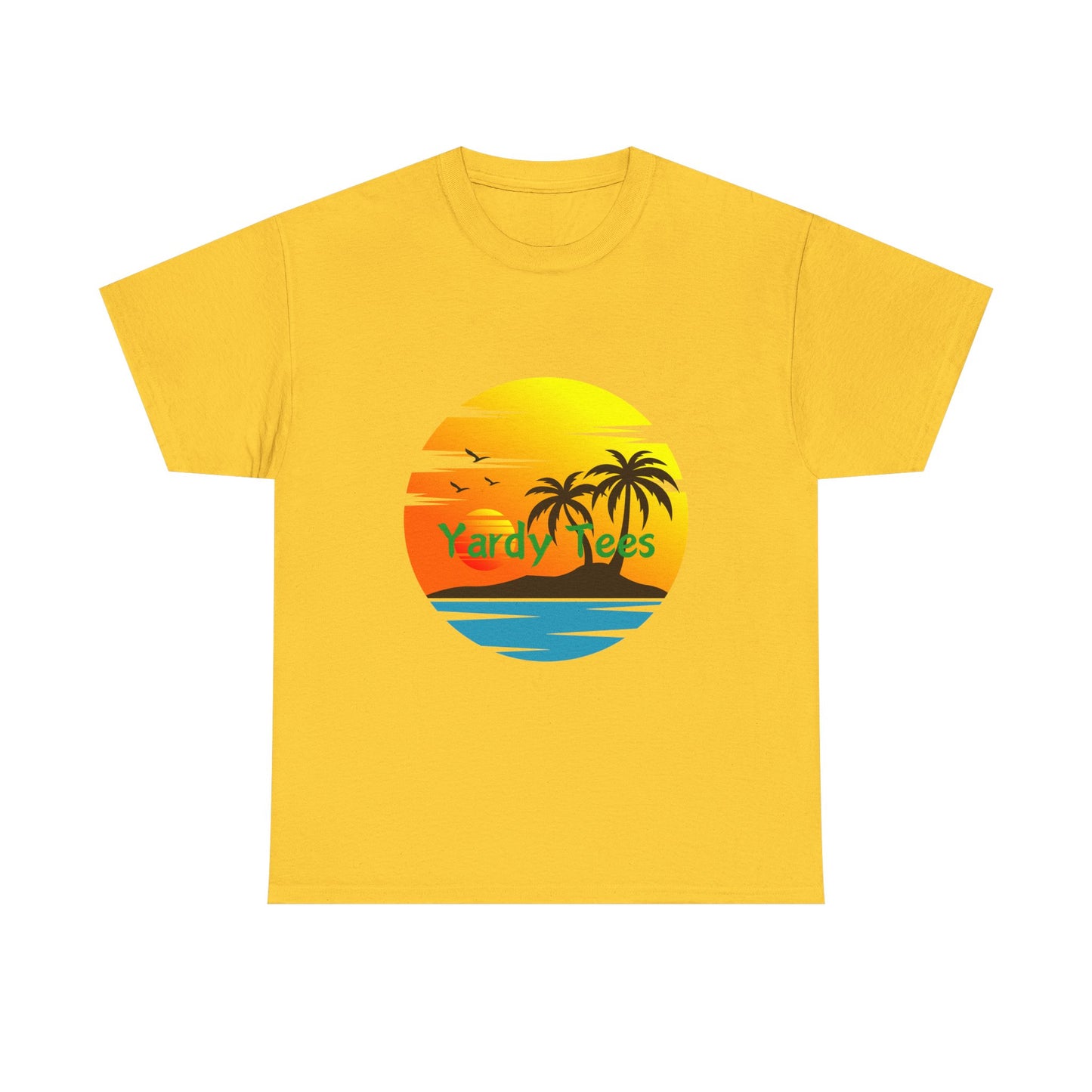 Tropical Sunset Unisex Heavy Cotton Tee | Beach Vibes Perfect for Summer