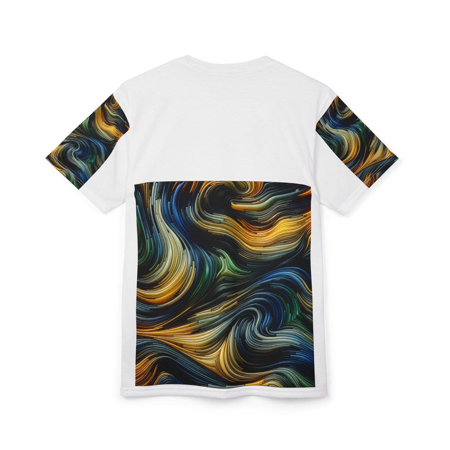 Abstract Swirl Tee - Vibrant Unisex Cut & Sew