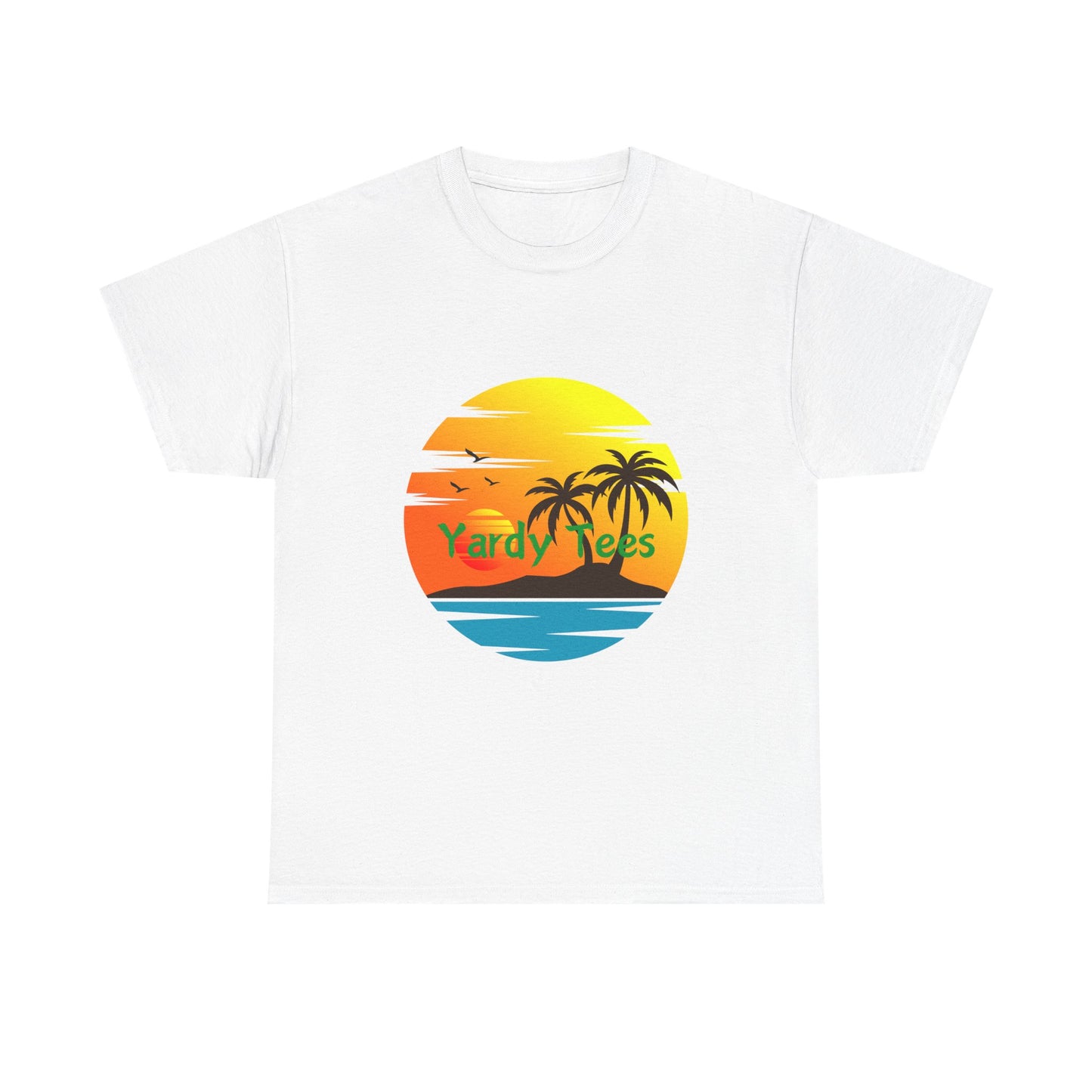 Tropical Sunset Unisex Heavy Cotton Tee | Beach Vibes Perfect for Summer