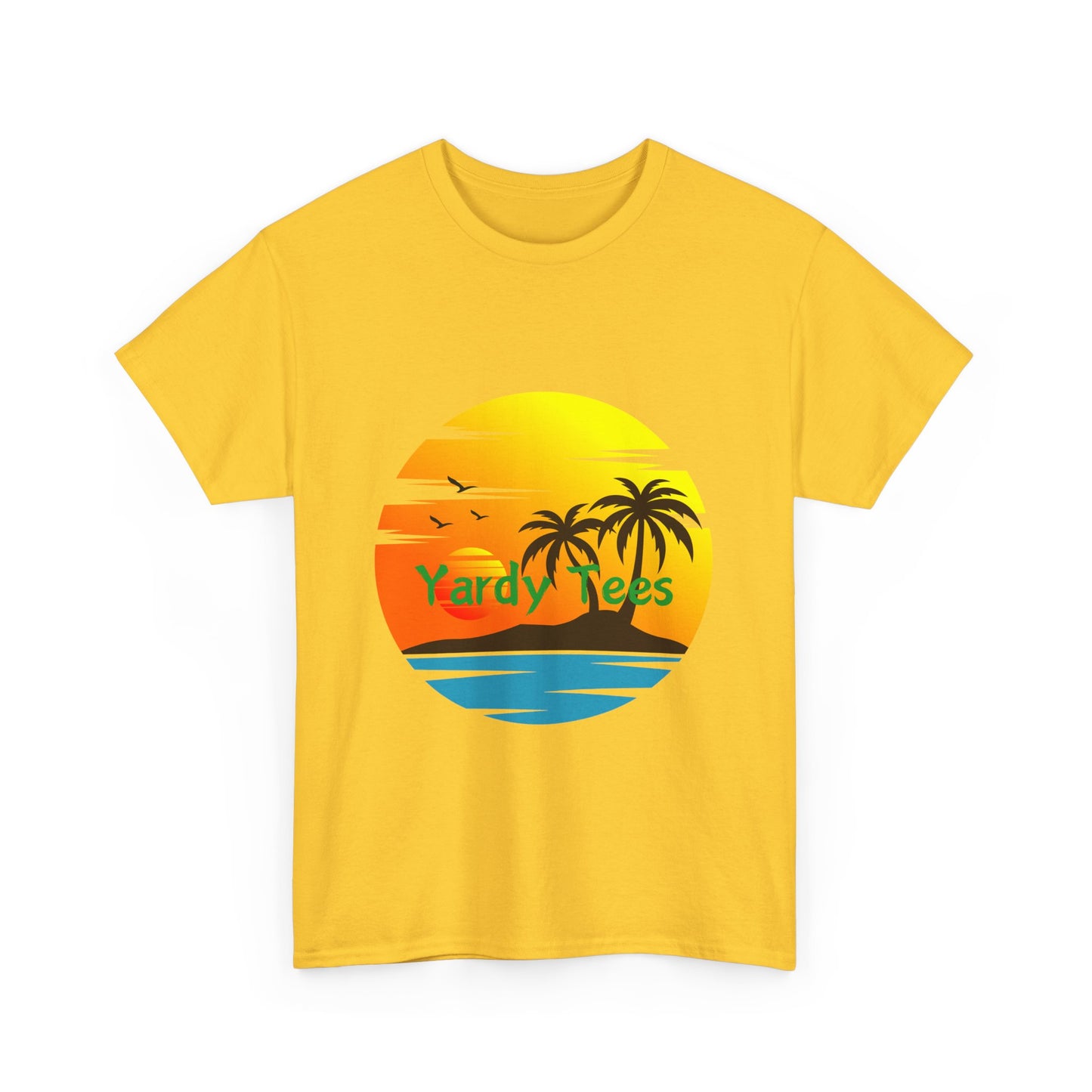 Tropical Sunset Unisex Heavy Cotton Tee | Beach Vibes Perfect for Summer