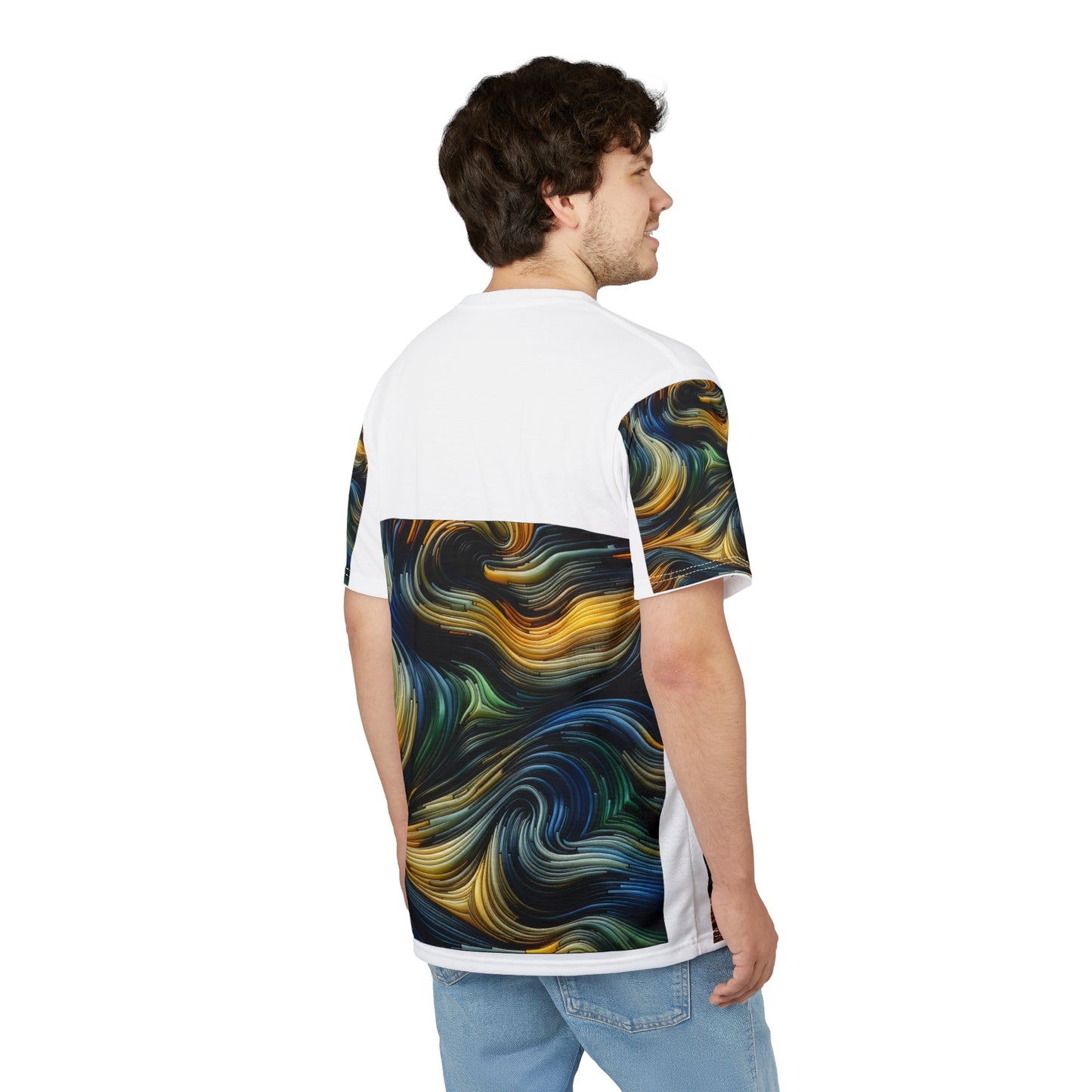 Abstract Swirl Tee - Vibrant Unisex Cut & Sew