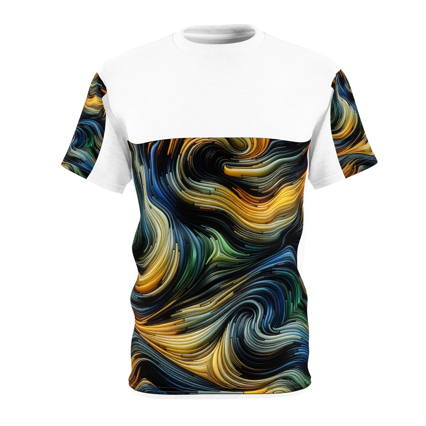 Abstract Swirl Tee - Vibrant Unisex Cut & Sew