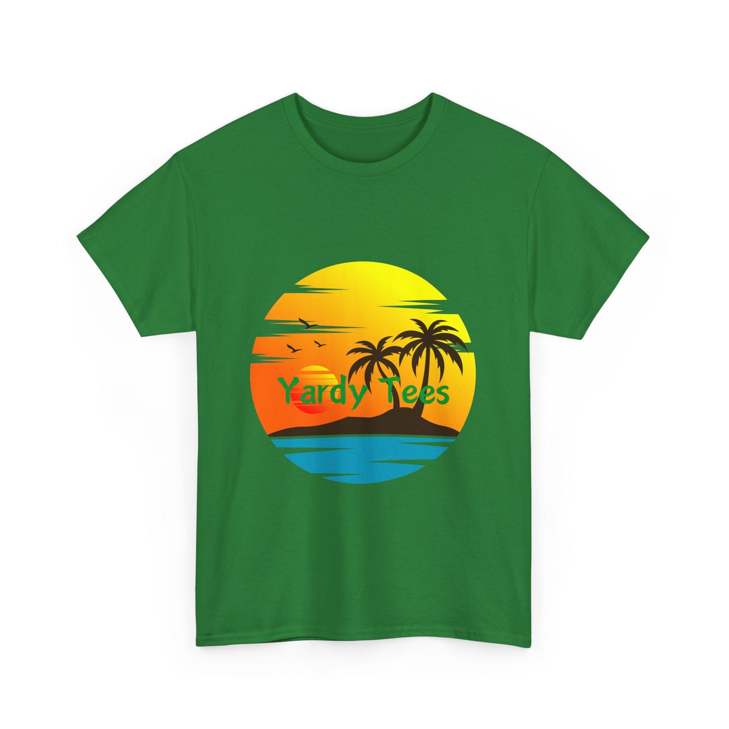 Tropical Sunset Unisex Heavy Cotton Tee | Beach Vibes Perfect for Summer