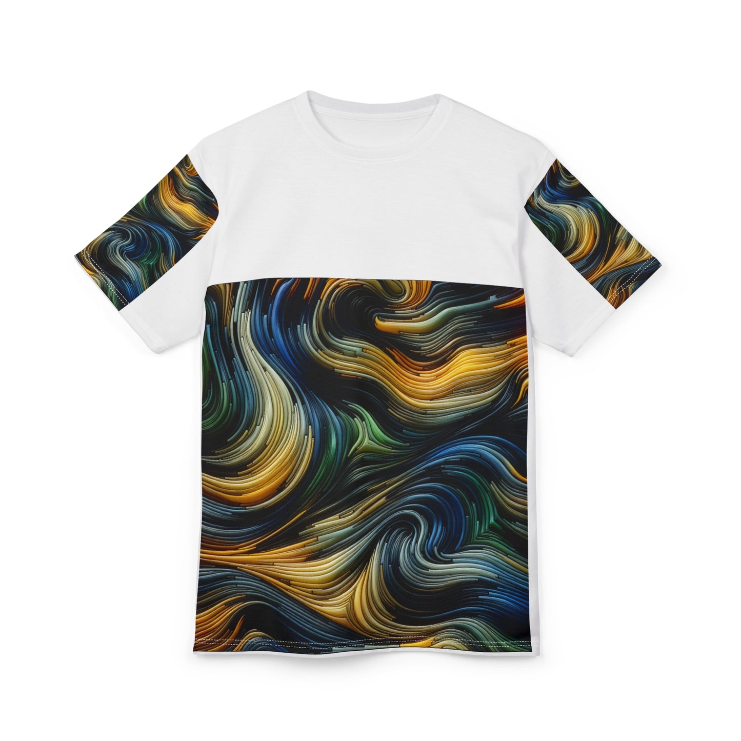 Abstract Swirl Tee - Vibrant Unisex Cut & Sew