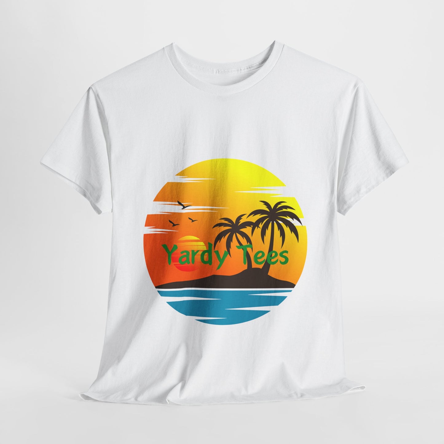 Tropical Sunset Unisex Heavy Cotton Tee | Beach Vibes Perfect for Summer