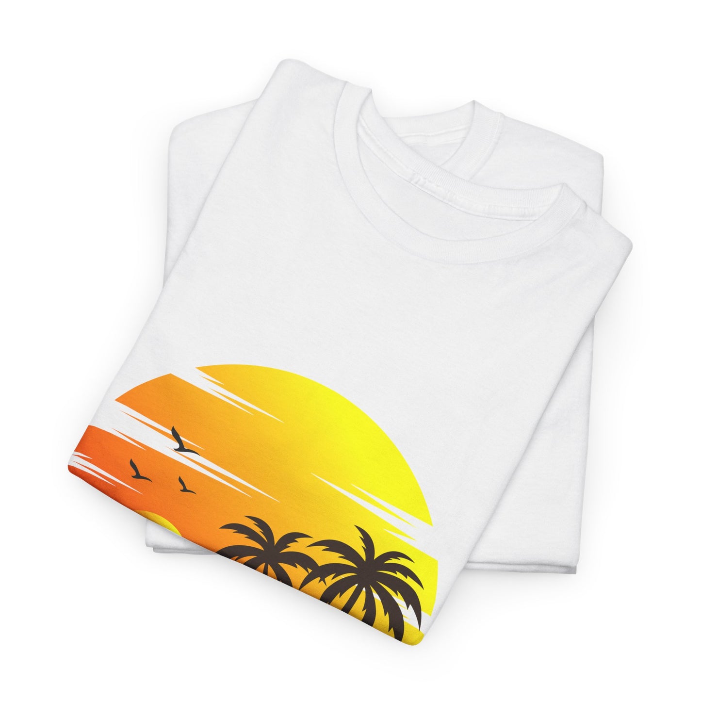 Tropical Sunset Unisex Heavy Cotton Tee | Beach Vibes Perfect for Summer
