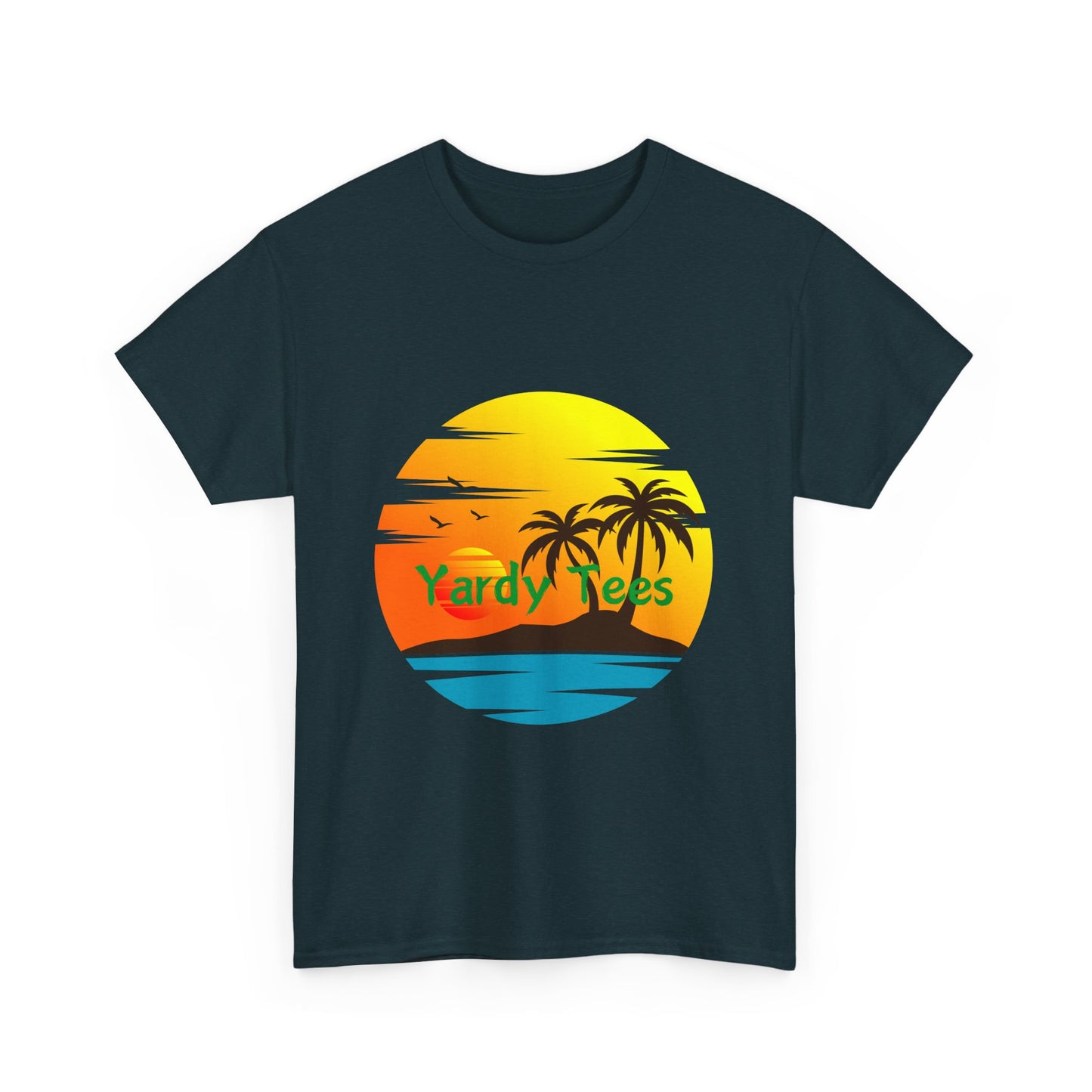 Tropical Sunset Unisex Heavy Cotton Tee | Beach Vibes Perfect for Summer