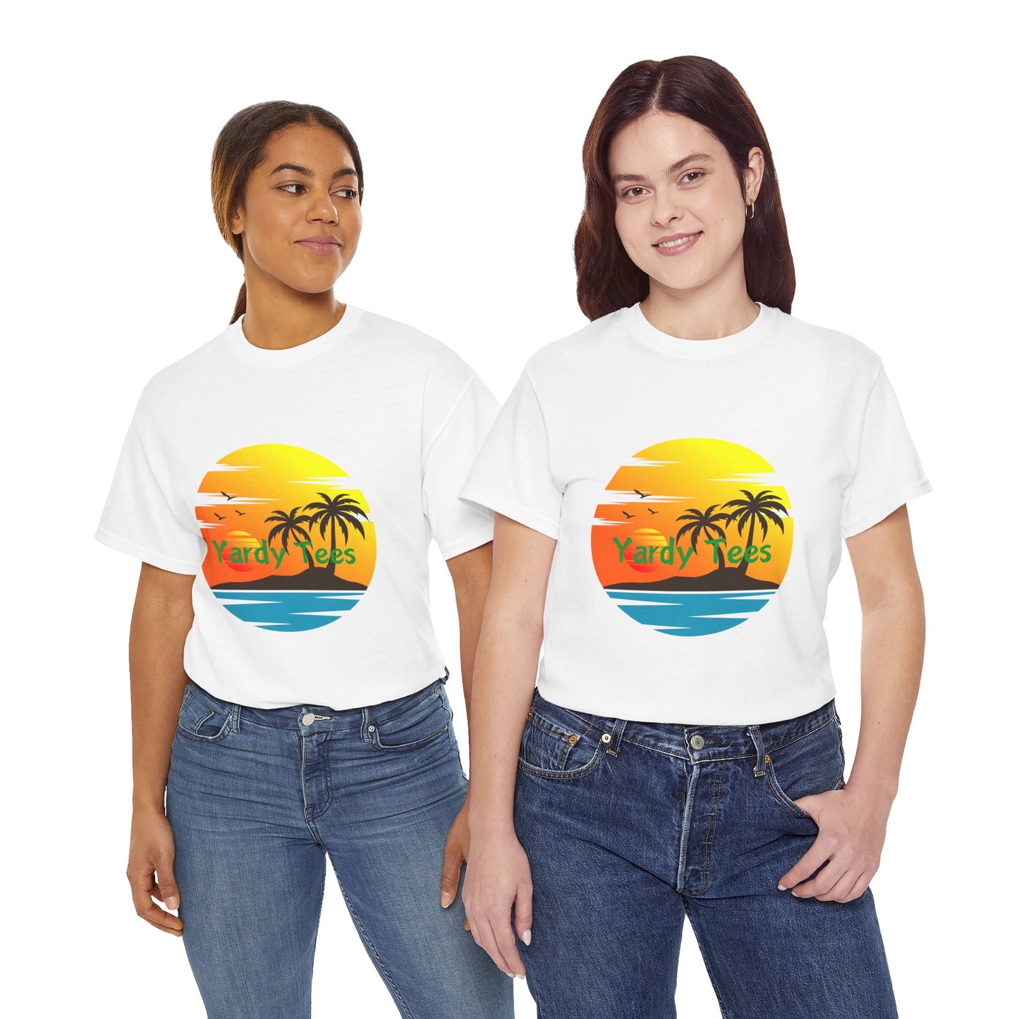 Tropical Sunset Unisex Heavy Cotton Tee | Beach Vibes Perfect for Summer