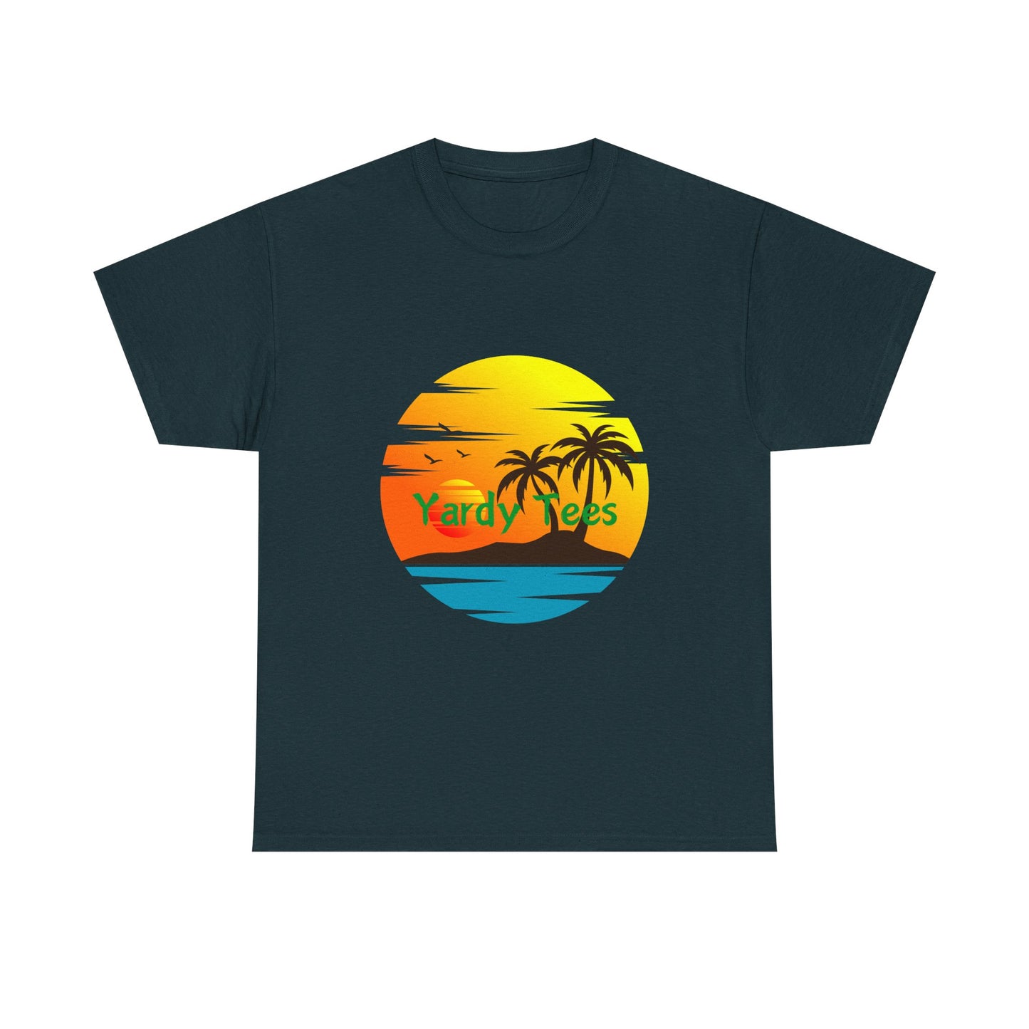 Tropical Sunset Unisex Heavy Cotton Tee | Beach Vibes Perfect for Summer